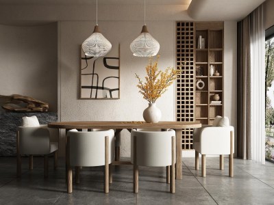 侘寂家居餐厅3D模型下载